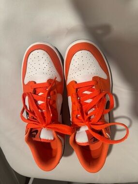Nike Women's Orange & White Low-Top Sneakers with Contrast Swoosh